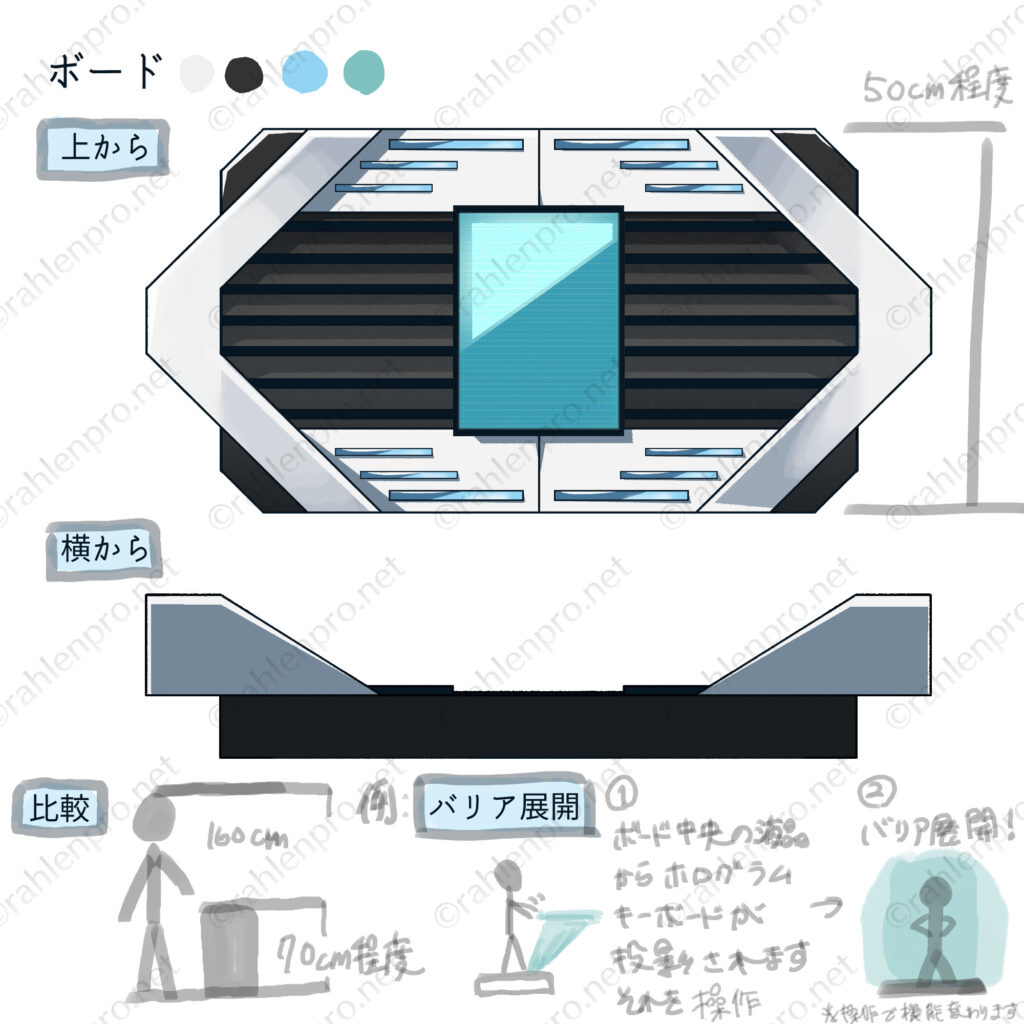 オリジナル　近未来　武器　ボード　キャラクターデザイン