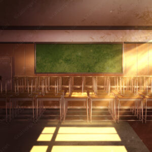 オリジナル　ゲーム　背景　イラスト　現代　学園　学校　教室　夕陽　夕方