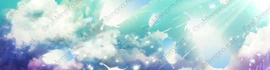 ファンタジー　ゲーム　バナー　イラスト　空　雲　羽