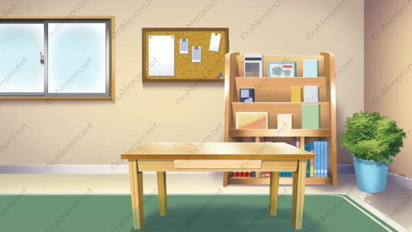 オリジナル　スマホゲーム　イラスト　背景　本棚　机　部屋