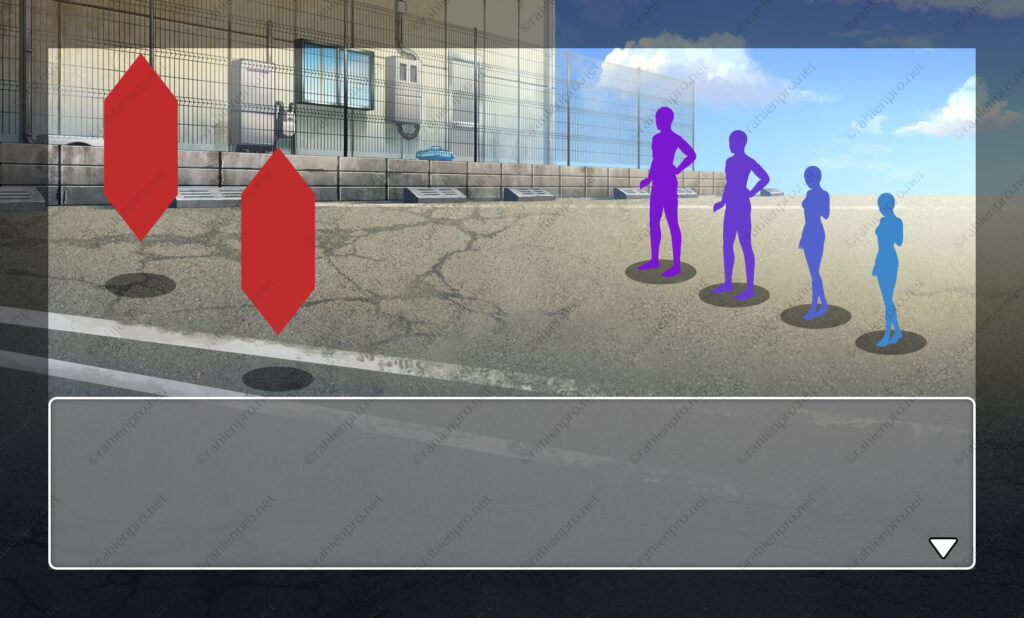 現代　RPG　ゲーム　背景　UI　ウィンドウ　事務所　駐車場　青空