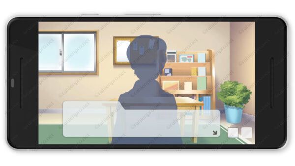 オリジナル　スマホ　ゲーム　背景　イラスト　会話シーン　お部屋　室内　本棚　机