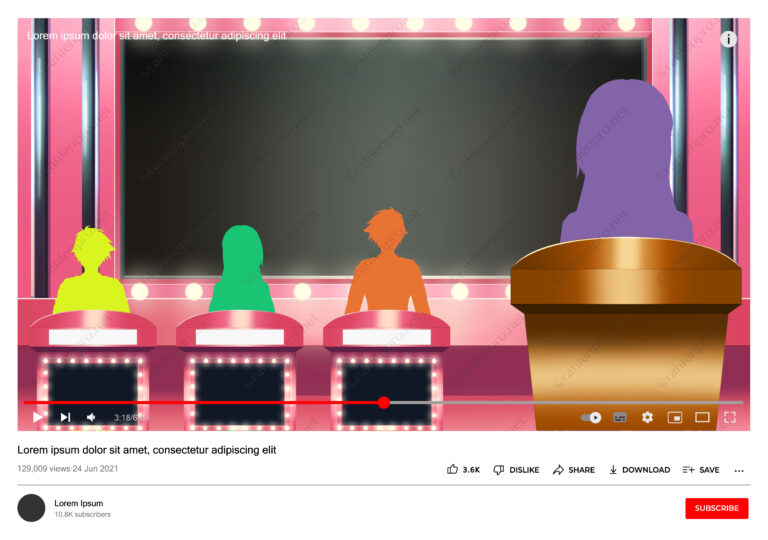 オリジナル　イラスト　YouTube　動画　配信　背景　現代　クイズ番組　スタジオ　セット