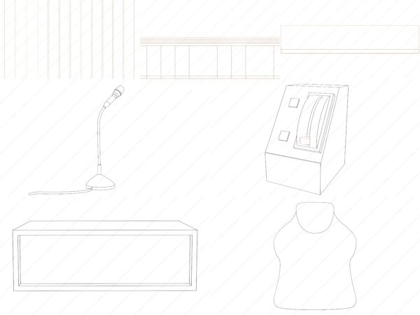 オリジナル　イラスト　線画　壁　マイク　カフボックス　サインパネル　椅子　背もたれ　