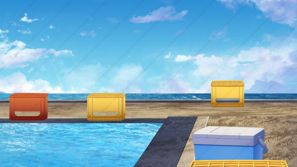 オリジナル　配信　背景　イラスト　現代　釣り堀　青空　YouTube