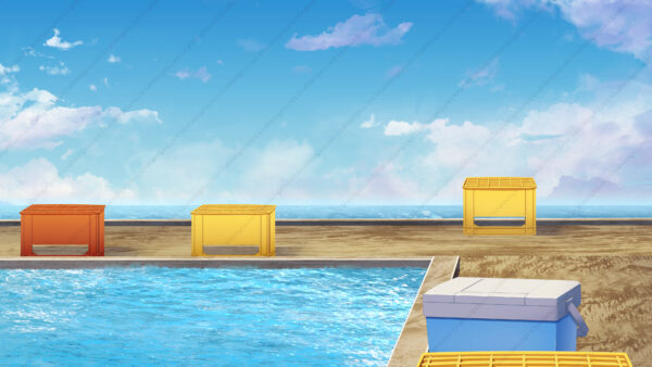 オリジナル　配信　背景　イラスト　現代　釣り堀　青空　YouTube
