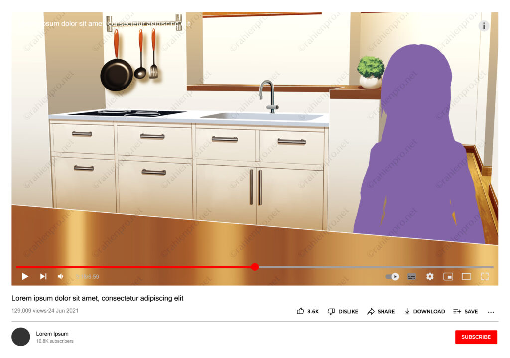 オリジナル　配信　背景　イラスト　現代　カウンター　キッチン　YouTube