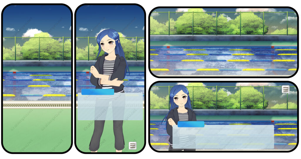 オリジナル　スマホ　ゲーム　UI　背景　イラスト　学校　プール