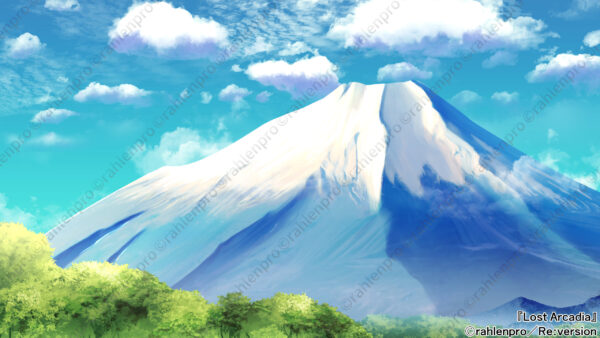 ゲーム 背景 イラスト 富士山 昼 青空