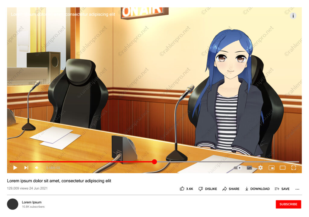 オリジナル　配信　背景　イラスト　現代　ラジオブース　YouTube