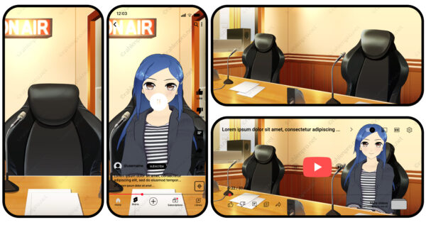 オリジナル　配信　背景　イラスト　現代　ラジオブース　YouTube