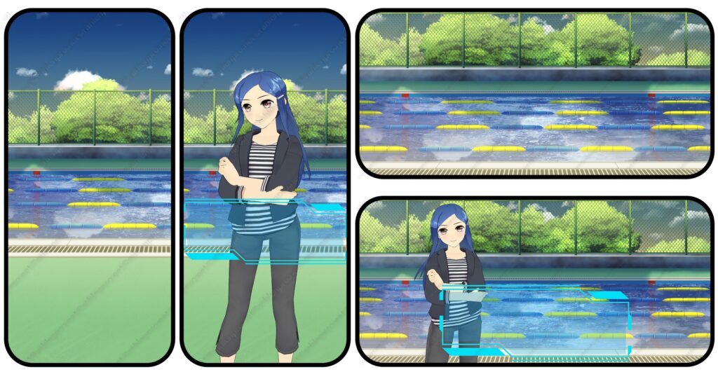 オリジナル　スマホ　ゲーム　背景　イラスト　学校　プール