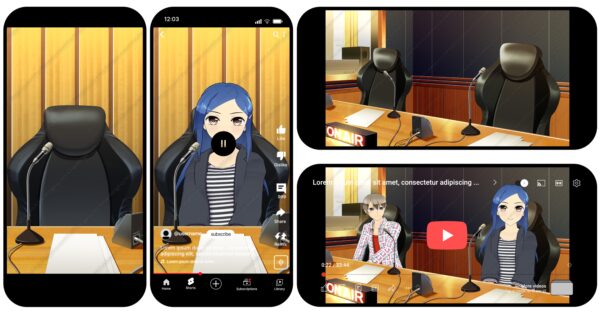 オリジナル　配信　背景　イラスト　現代　ラジオブース　YouTube