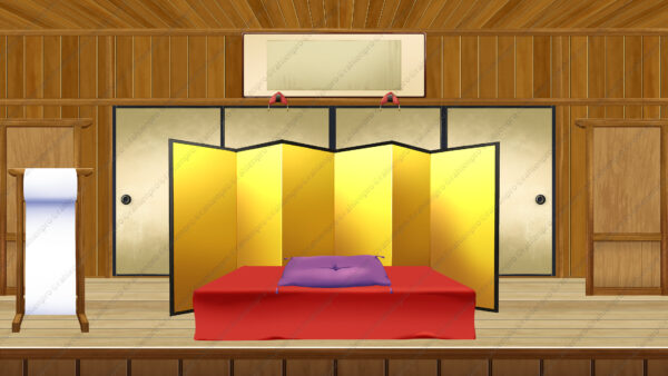 オリジナル　配信　背景　横　イラスト　寄席　落語　高座　YouTube