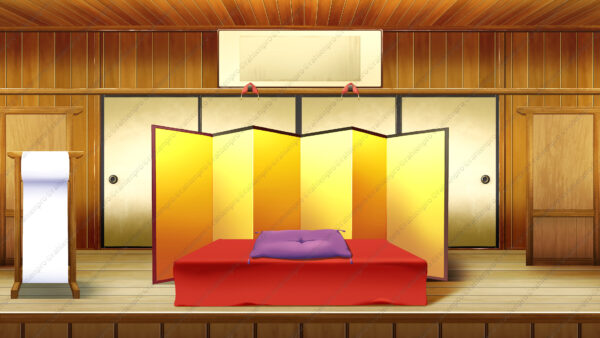 オリジナル　配信　背景　横　イラスト　寄席　落語　高座　YouTube