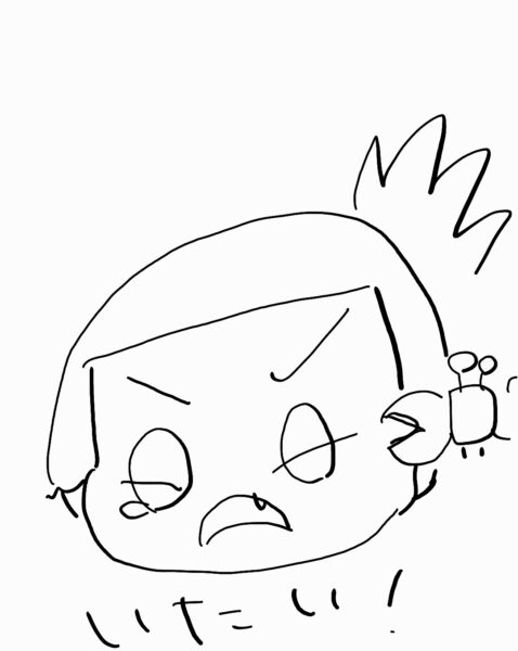 チコちゃんに叱られる！　チコちゃん　蟹　ほっぺ　挟まれる　イラスト