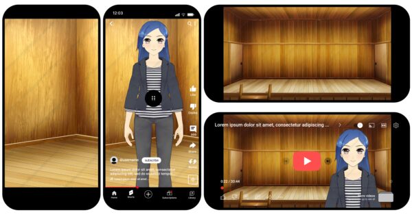 オリジナル　配信　背景　縦　横　イラスト　ラフ　和風　檜舞台　YouTube