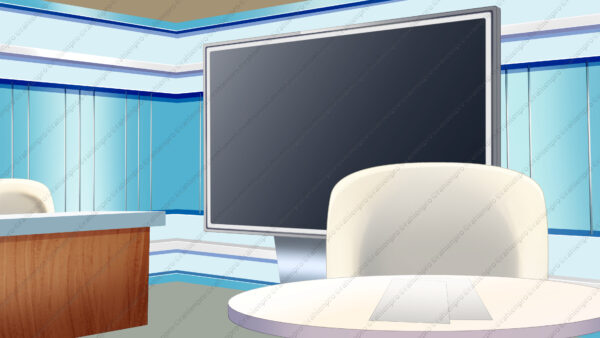 オリジナル　イラスト　YouTube　横　動画　配信　背景　現代　ニュース　スタジオ　セット