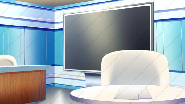オリジナル　イラスト　YouTube　横　動画　配信　背景　現代　ニュース　スタジオ　セット