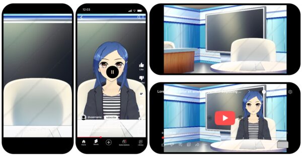 オリジナル　イラスト　YouTube　動画　配信　背景　現代　ニュース　スタジオ　セット