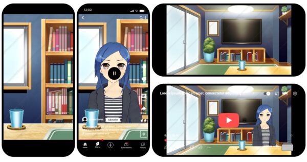 オリジナル　配信　背景　縦　横　イラスト　現代　ワンルーム　YouTube
