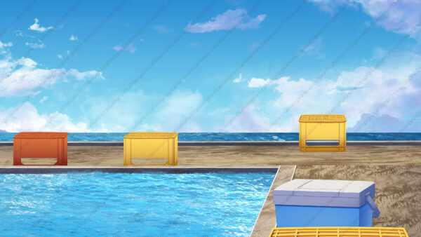 オリジナル 配信 背景 横 イラスト 現代 昼 海上 釣り堀 YouTube