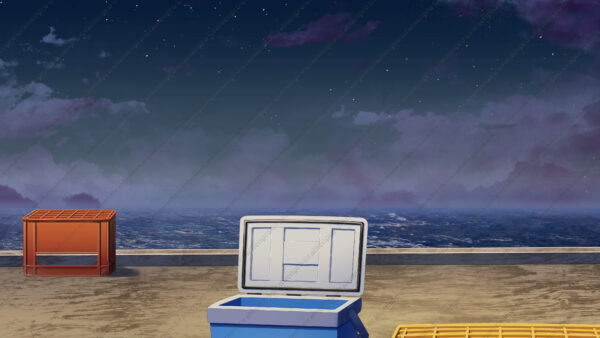 オリジナル 配信 背景 横 イラスト 現代 夜 海上 釣り堀 YouTube