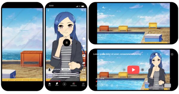 オリジナル 配信 背景 縦 横 イラスト 現代 昼 海上 釣り堀 YouTube