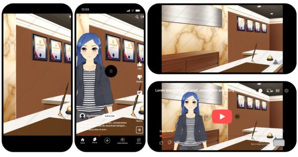 オリジナル 配信 背景 縦 横 イラスト 現代 受付 カウンター YouTube