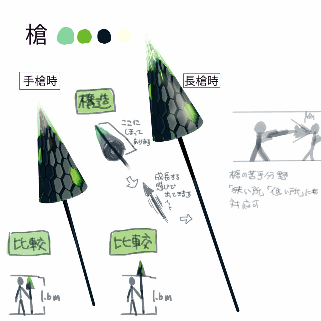 オリジナル　武器　イラスト　近未来　SF　槍