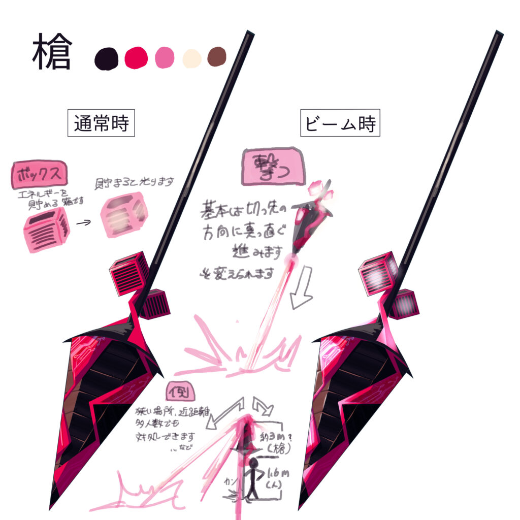 オリジナル　武器　イラスト　近未来　SF　槍