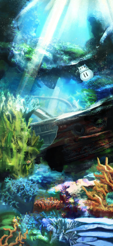 オリジナル　配信　背景　イラスト　IRIAM　海底　沈没船