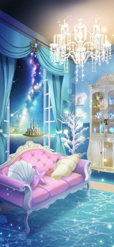 お部屋　室内　背景　イラスト　マーメイド　海　ファンタジー　IRIAM　配信