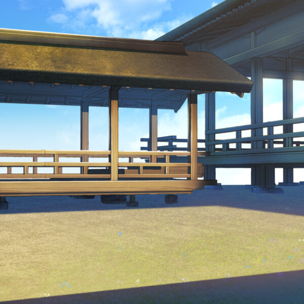 オリジナル　和風　ゲーム　背景　イラスト　平安時代　寝殿造　建物　庭　青空