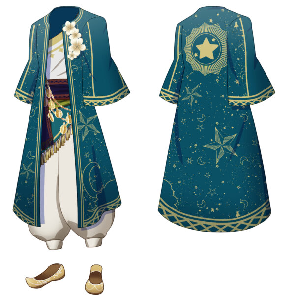オリジナル　衣装　靴　イラスト　ファンタジー　アラビア　星　月　緑