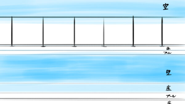 オリジナル ゲーム 背景 イラスト 学校 プール ラフ