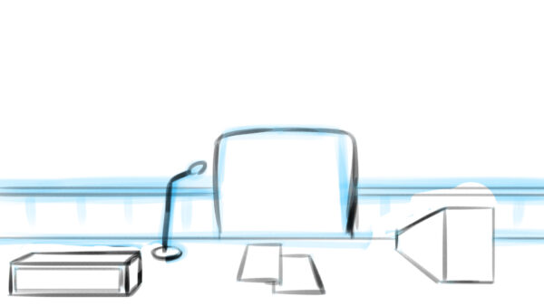 オリジナル　配信　背景　イラスト　ラフ　現代　ラジオブース　YouTube