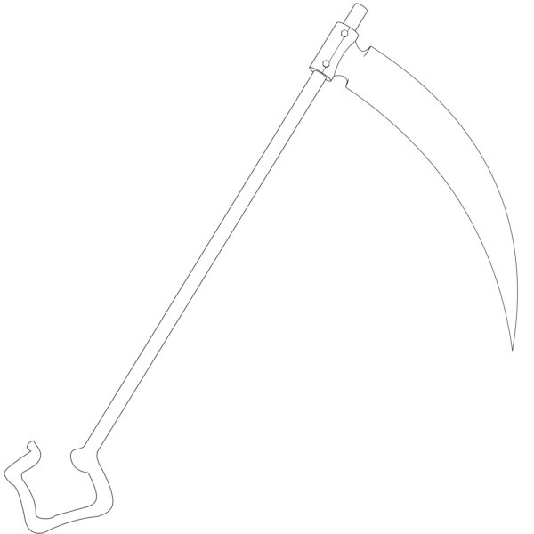 オリジナル　ファンタジー　ゲーム　アイテム　武器　イラスト　鎌　線画