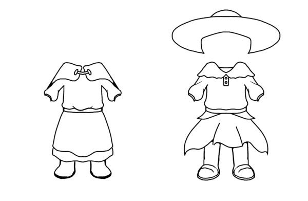 オリジナル　衣装　イラスト　魔法使い　線画