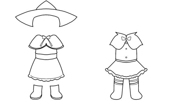 オリジナル　衣装　イラスト　魔法使い　線画