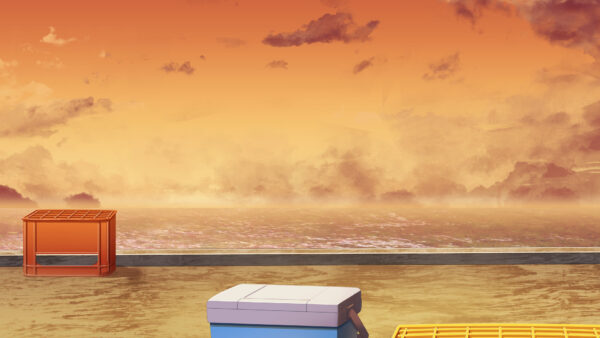 オリジナル 配信 背景 横 イラスト 現代 夕方 海上 釣り堀 YouTube