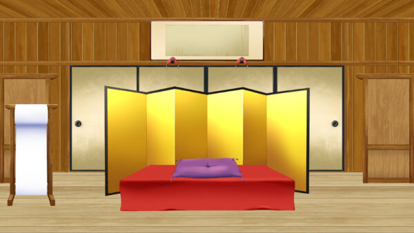 オリジナル　配信　背景　横　イラスト　ラフ　寄席　落語　高座　YouTube