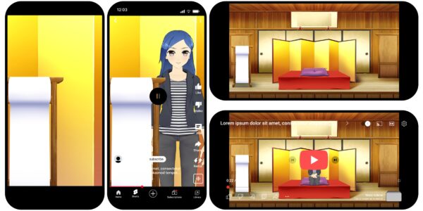 オリジナル　配信　背景　縦　横　イラスト　寄席　落語　高座　YouTube