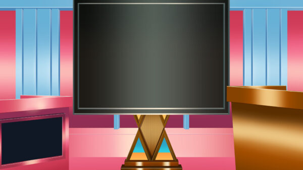 オリジナル　配信　背景　横　イラスト　ラフ　現代　クイズ番組　スタジオ　セット　YouTube