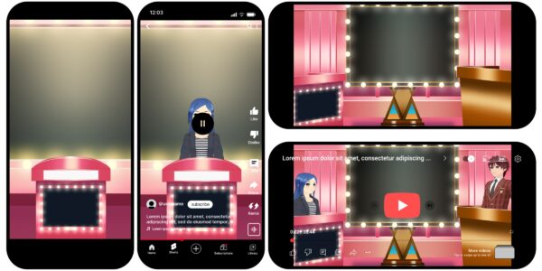 オリジナル　配信　背景　縦　横　イラスト　現代　クイズ番組　スタジオ　セット　YouTube