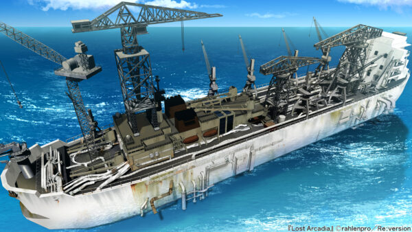 オリジナル　ゲーム　背景　イラスト　工作艦　海　青空