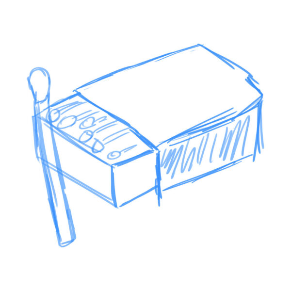 オリジナル　ゲーム　アイテム　イラスト　マッチ箱　ラフ