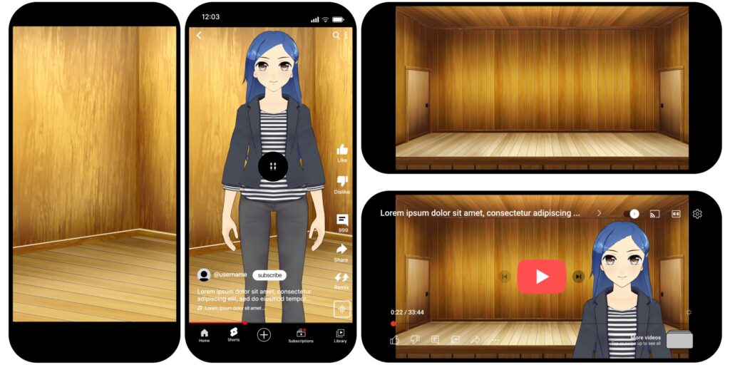 オリジナル　配信　背景　縦　横　イラスト　和風　檜舞台　YouTube