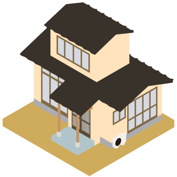 オリジナル　日本　家　デフォルメ　アイソメトリック　イラスト　ラフ