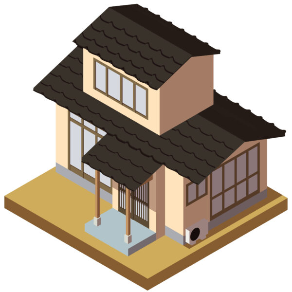 オリジナル　日本　家　デフォルメ　アイソメトリック　イラスト　ラフ